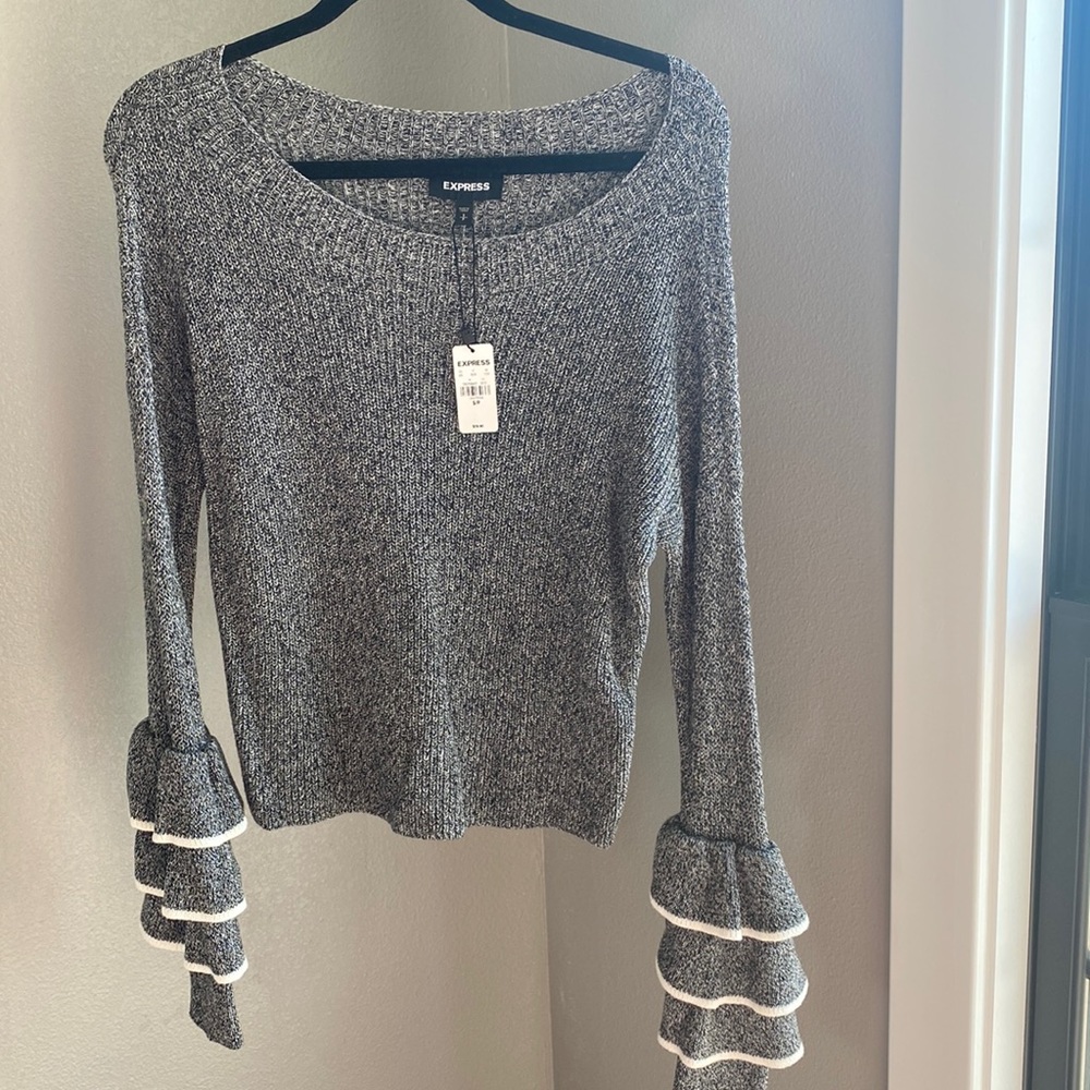 Express ruffled sleeved sweater